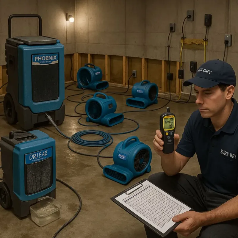 Structural Drying and Dehumidification process in Katy, TX